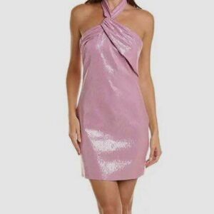 Halston Women's Pink Sarena Sleeveless Halter Mini Dress
Size 8